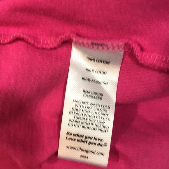 Life is Good “Love is Healthier than Kale” Pink V-Neck Screen Print T-Shirt - Picture 7 of 10